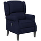 Push Back Recliner Chair, Vibration Massage Recliner for Living Room with Extendable Footrest, Remote, Pocket, Blue