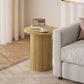 Round Side Table, Fluted Accent End Table, Narrow Nightstand for Small Spaces, Living Room, Oak