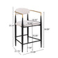 Set of 2 Modern Counter Stools with Iron Frame and Gold Accents, Upholstered Dining Chairs for Kitchen, 23" L x 22" W x 37.5" H, Beige