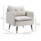 Accent Chair, Upholstered Armchair with Tufted Back Cushion and Steel Legs for Living Room, Bedroom, Cream White
