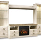 Willowton - Entertainment Center - TV Stand With Faux Firebrick Fireplace Insert - Whitewash