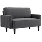 Loveseat Sofa, Linen 2 Seater Sofa Couch with Thick Padded Seat & Backrest for Living Room, Home Office, Dark Grey
