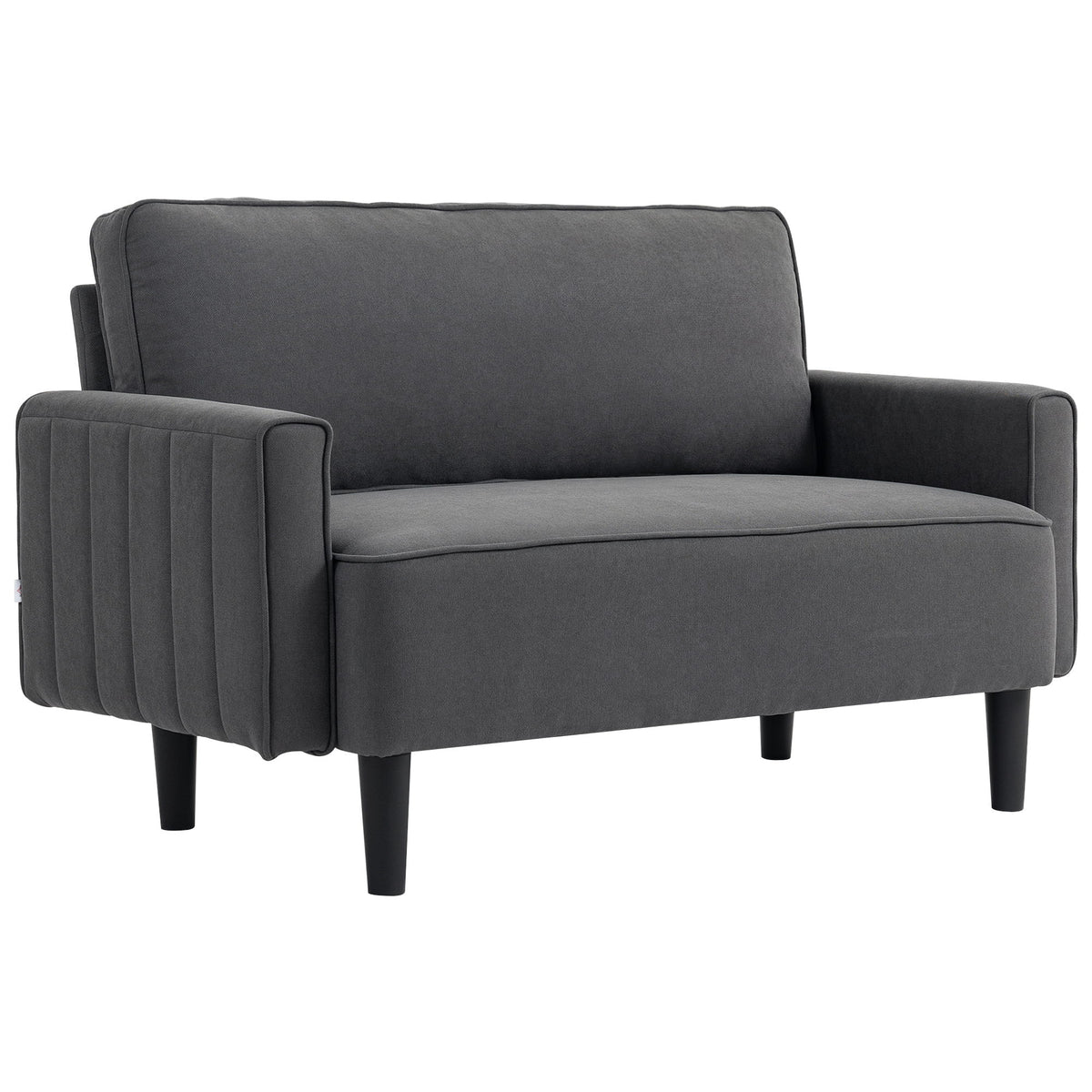 Loveseat Sofa, Linen 2 Seater Sofa Couch with Thick Padded Seat & Backrest for Living Room, Home Office, Dark Grey