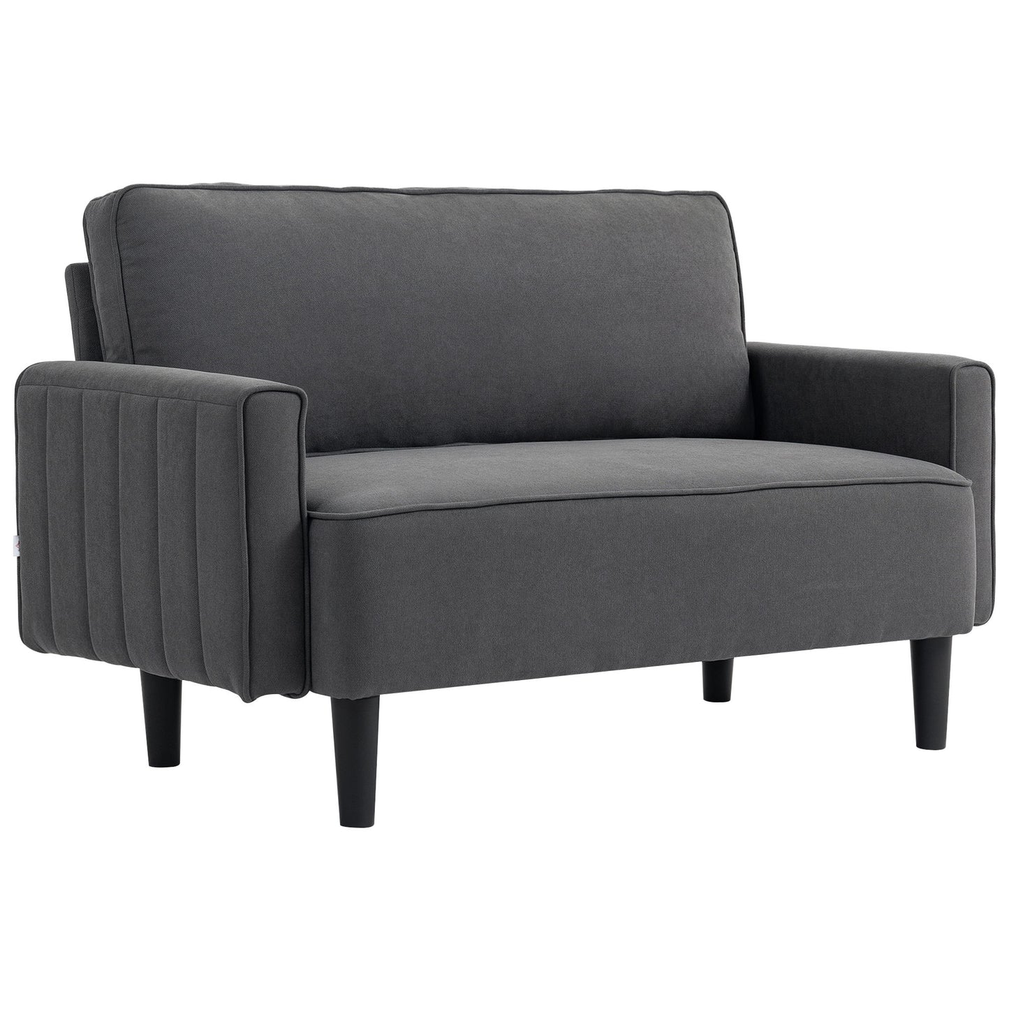 Loveseat Sofa, Linen 2 Seater Sofa Couch with Thick Padded Seat & Backrest for Living Room, Home Office, Dark Grey