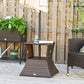 Rattan Wicker Side Table, 21.3" Square Outdoor End Table with Umbrella Hole 2-Tier Storage for Patio Garden Mixed Brown
