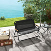 2-Seat Folding Patio Bench Camping Chair, Sports Chair with Armrest, Mesh Fabric Seat for Lawn, Black