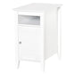 Wooden3-Tier Modern Nightstand with Pullout Shelf, Adjustable Open Shelf, and Door Cabinet, White