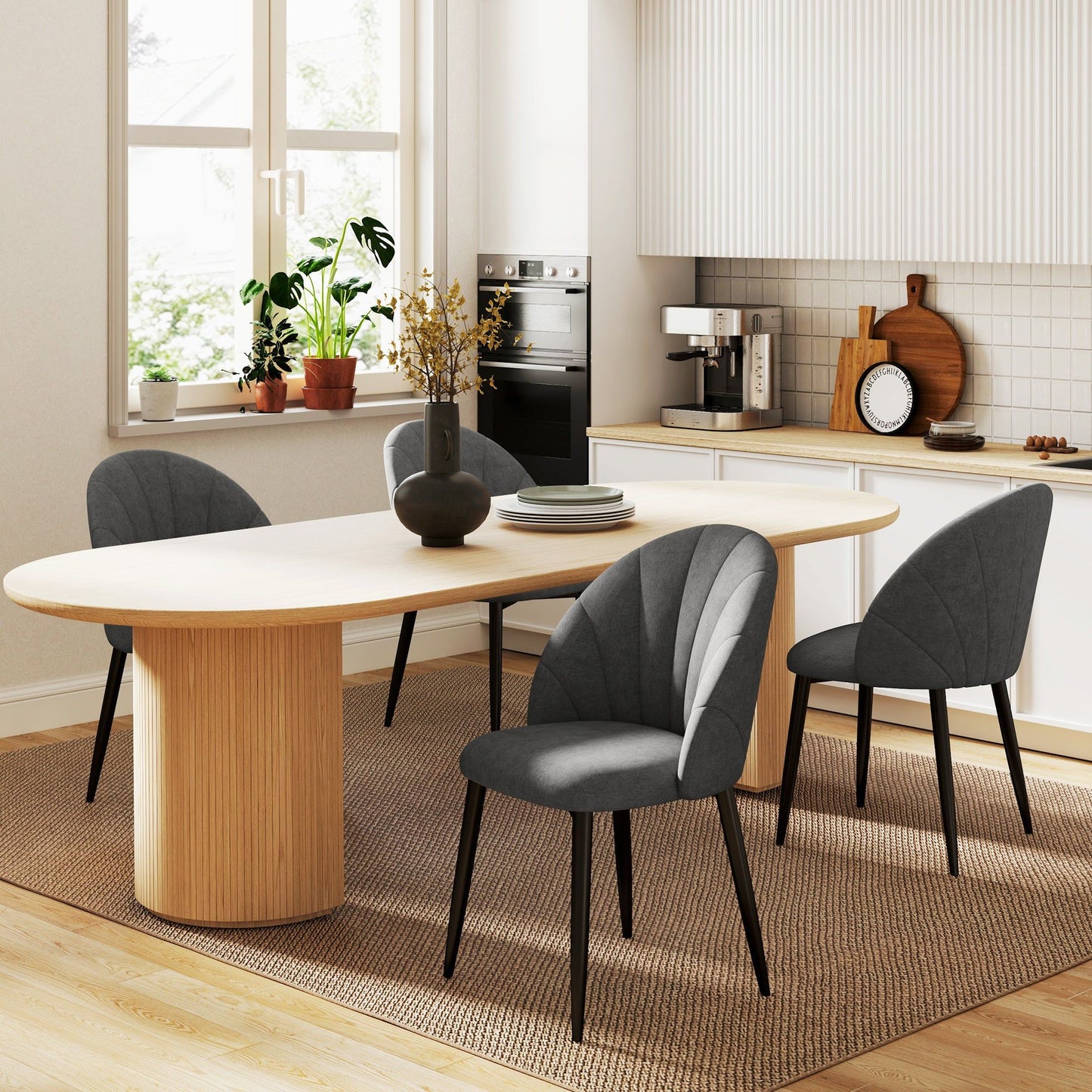Upholstered Dining Chairs Set of 4 - Dark Grey