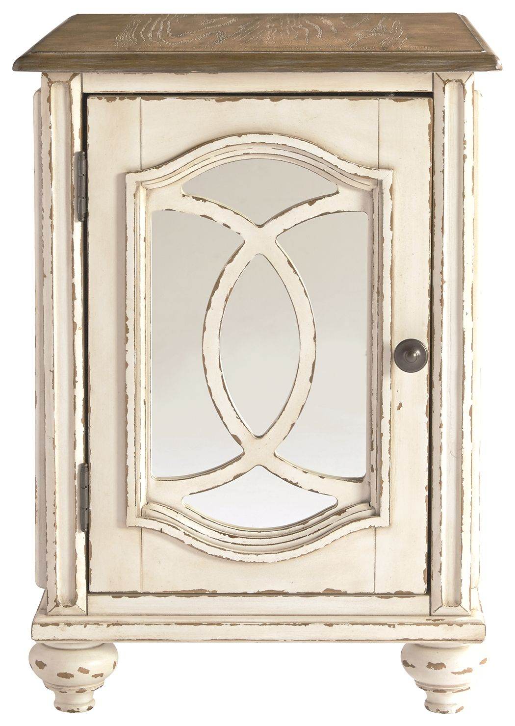 Realyn - White / Brown - Chair Side End Table - Insert Mirror - Forward Furniture