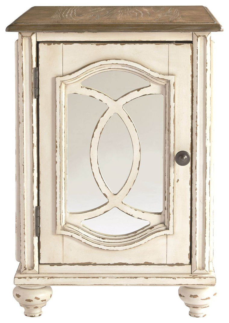 Realyn - White / Brown - Chair Side End Table - Insert Mirror - Forward Furniture
