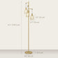 Industrial Floor Lamp with 3 Hanging Wire Lampshades, Dimmable Standing Lamp for Living Room, Gold