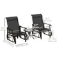 3PCs Gliding Rocking Chair & Bistro Tea Table Set, Black