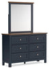 Landocken - Dresser and Mirror - Brown / Blue