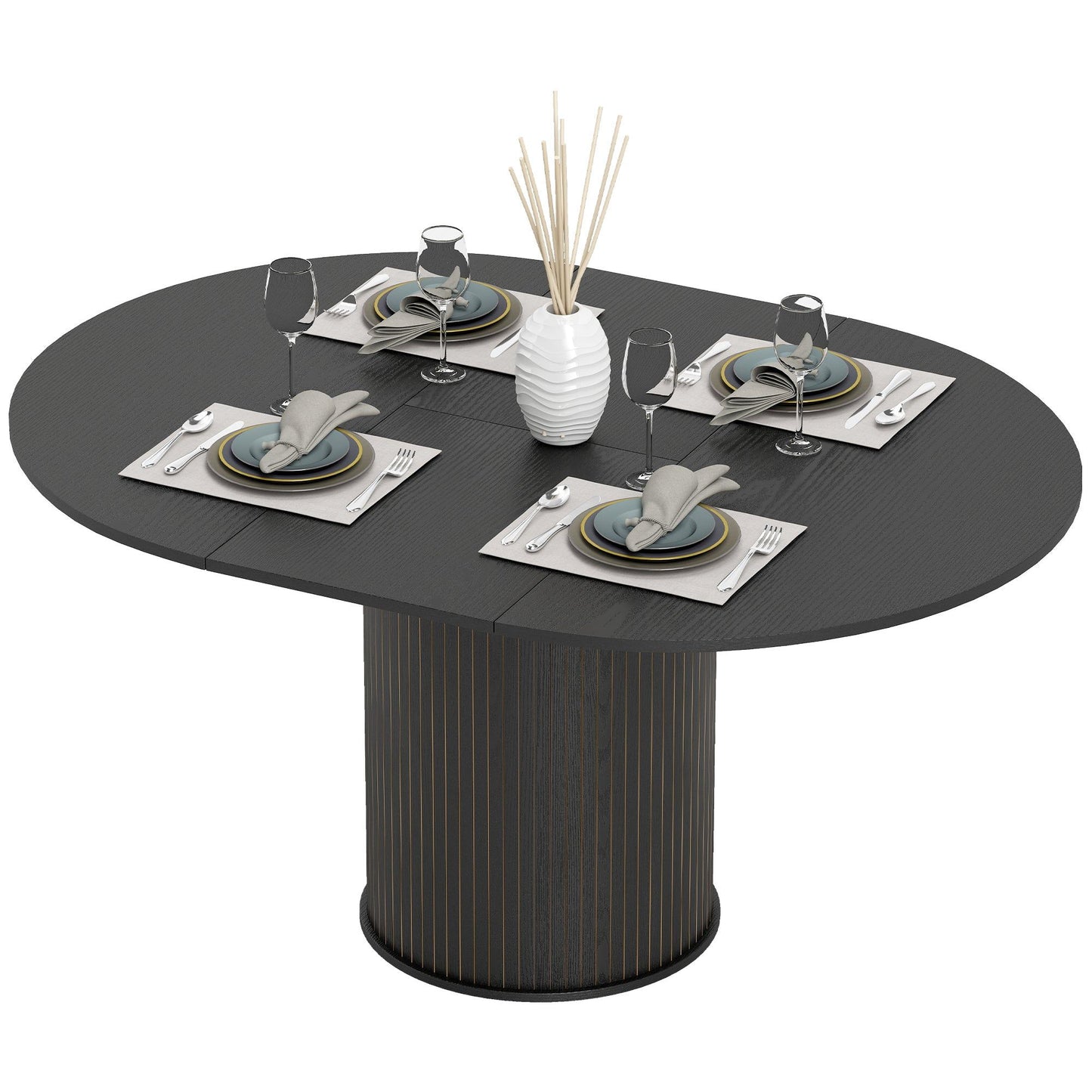 43.5"-59" Extendable Farmhouse Dining Table - Black Wood Grain