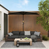 9.8ft Half Umbrella Semi Round Patio Parasol with Crank Handle, Top Vent for Garden, Balcony- NO BASE INCLUDED Dark Grey