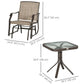 3 Piece Patio Glider Set Outdoor Gliders with Breathable Mesh Seat, Glass Top Table for Garden, Yard, Mixed Brown