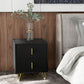 Bedside Table, Modern Nightstand with 2 Drawers, Side End Table with Metal Legs for Living Room, Bedroom, Black