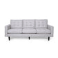 3-Seater Sofa with Button Tufted Waffle Stitch and Rubberwood Legs, for Bedroom or Livingroom, Grey