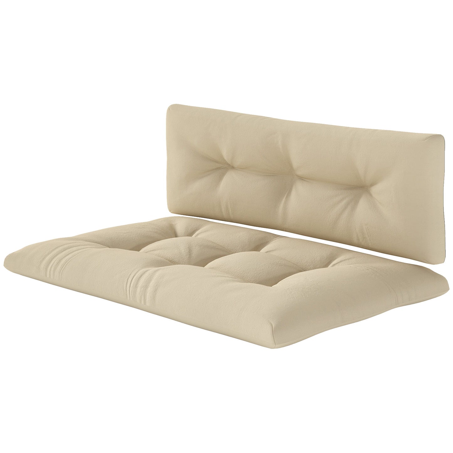 2-Piece Pallet Cushion Set, Outdoor 3.9" Thick Replacement Pallet Sofa Cushions, Tufted Replacement Pads for Garden Patio, Beige