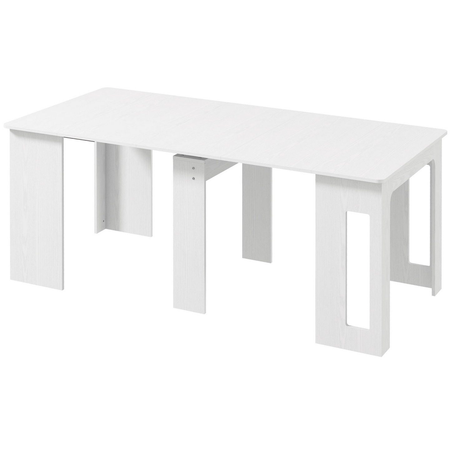 23.6"-70.9" Extendable Dining Table for 6-8 People, Space-Saving Rectangular Kitchen Table for Small Spaces, Dining Room, Kitchen, Living Room, White