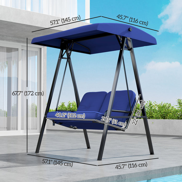 2-Seater Porch Swing with Adjustable Canopy