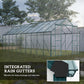 Aluminum Greenhouse Polycarbonate Walk-in Garden Greenhouse Kit with Rain Gutter and Sliding Door, 20' x 8', Green