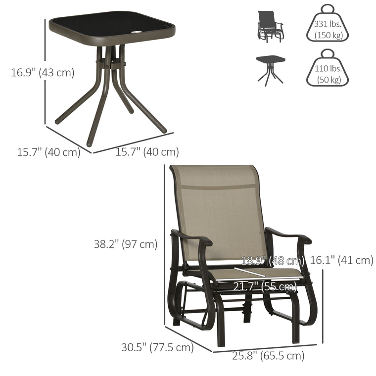 3-Piece Gliding Rocking Chair & Tea Table Set