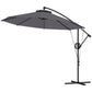 118.1" Patio Offset Umbrella with Cover and Wind Protection Strap,with Crank Handle and Tilt, UPF50+, Grey