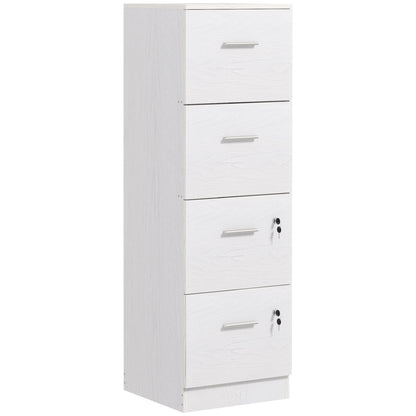 4-Drawer Vertical Filing Cabinet with Lock - White