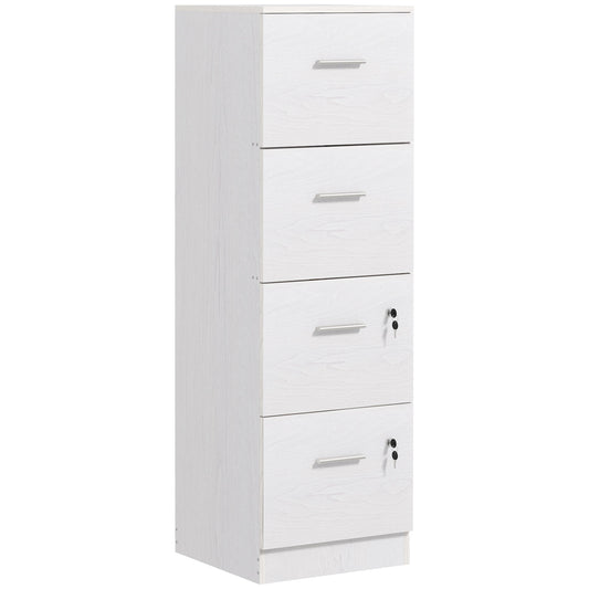 4-Drawer Vertical Filing Cabinet with Lock - White