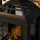 Wood-Burning Fire Pit, Chimney Style Firepit with Poker, 28" x 28", Black