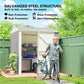7' x 6' Tall Outdoor Storage Shed, Waterproof Metal Garden Shed with Gloves, Lockable Door, Silver Grey