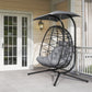 Double Wicker Egg Swing Chair with Canopy, Foldable Hanging Egg Chair with Stand Cushion Headrest, Black