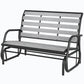 2 Person Outdoor Glider Bench, Patio Glider Loveseat with Faux Wood Slatted Seat and Back, Steel Frame, Grey