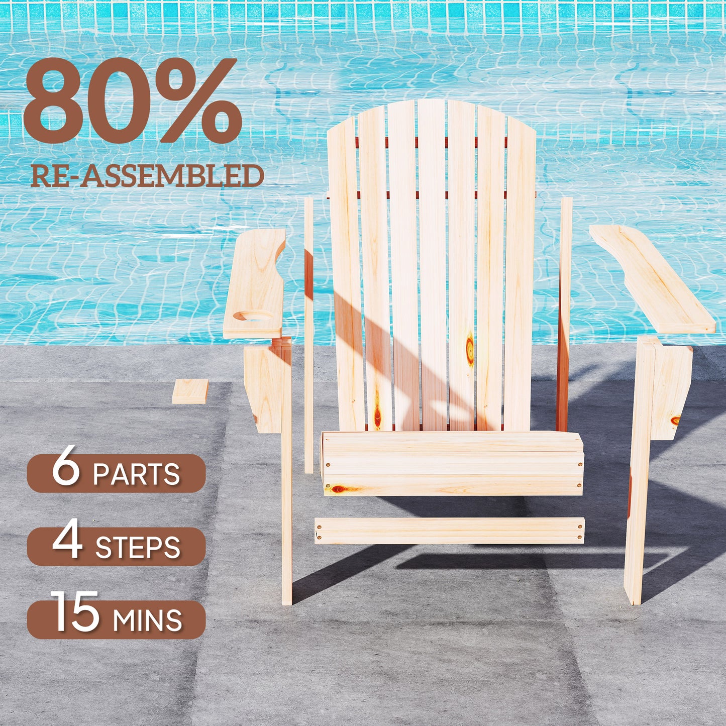 Classic Adirondack Chair, Muskoka Chairs, Garden Deck Chair with Cup Holder for Patio, Indoor, Backyard, Dark Grey