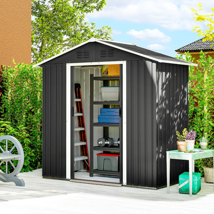 6.5' x 3.5' Metal Tool Shed with Double Sliding Doors and Vents