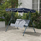 3-Seater Outdoor Porch Swing with Adjustable Canopy, Patio Swing Chair for Garden, Poolside, Backyard, Wine Red