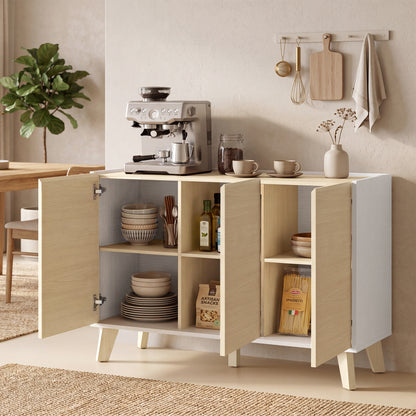 47" Sideboard Cabinet with Soft-Close Doors - Natural Wood Effect
