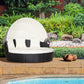 4 Pieces Outdoor Daybed with Retractable Canopy, Wicker Lounger Bed, Conversation Furniture Set, Dark Blue