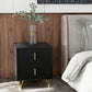 Bedside Table, Modern Nightstand with 2 Drawers, Side End Table with Metal Legs for Living Room, Bedroom, Black