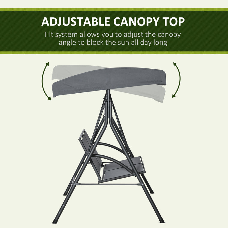 2-Seat Porch Swing Glider with Tilting Canopy