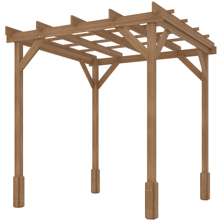 6.6' x 6.6' Wood Pergola with Grape Trellis