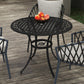 35.5" Round Outdoor Dining Table for 2-4, Cast Aluminum Garden Patio Table with 2" Umbrella Hole, Grid Top, Black