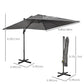 9ft Dark Grey Square Cantilever Umbrella with Cross Base & Tilt