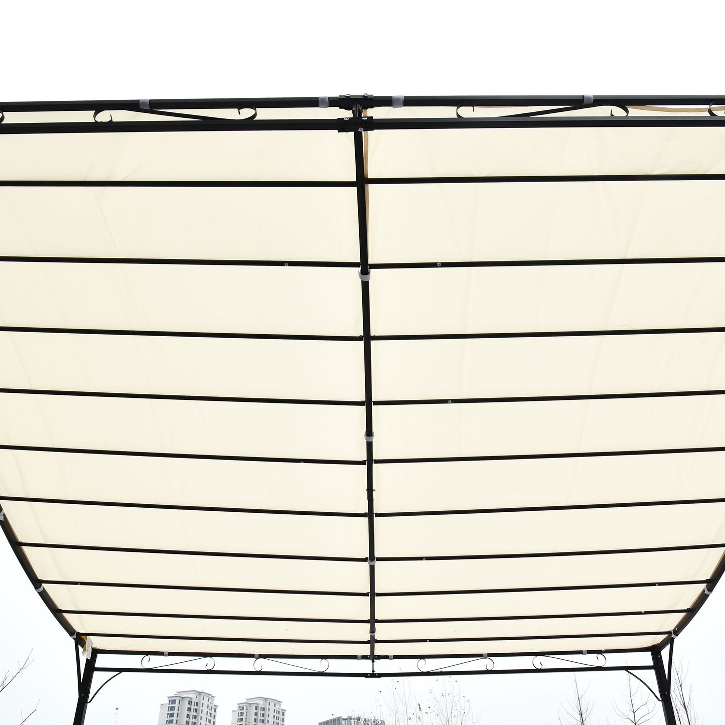 Portable Gazebo 10x10 Steel Patio Outdoor Sun Shelter for Porch, Patio & Yard, Weather-resistan, Cream White