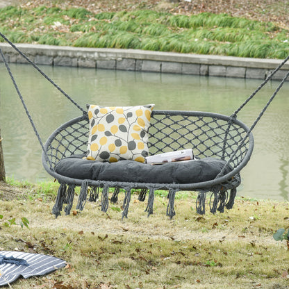Dark Grey 2-Seat Hammock Chair with Metal Frame