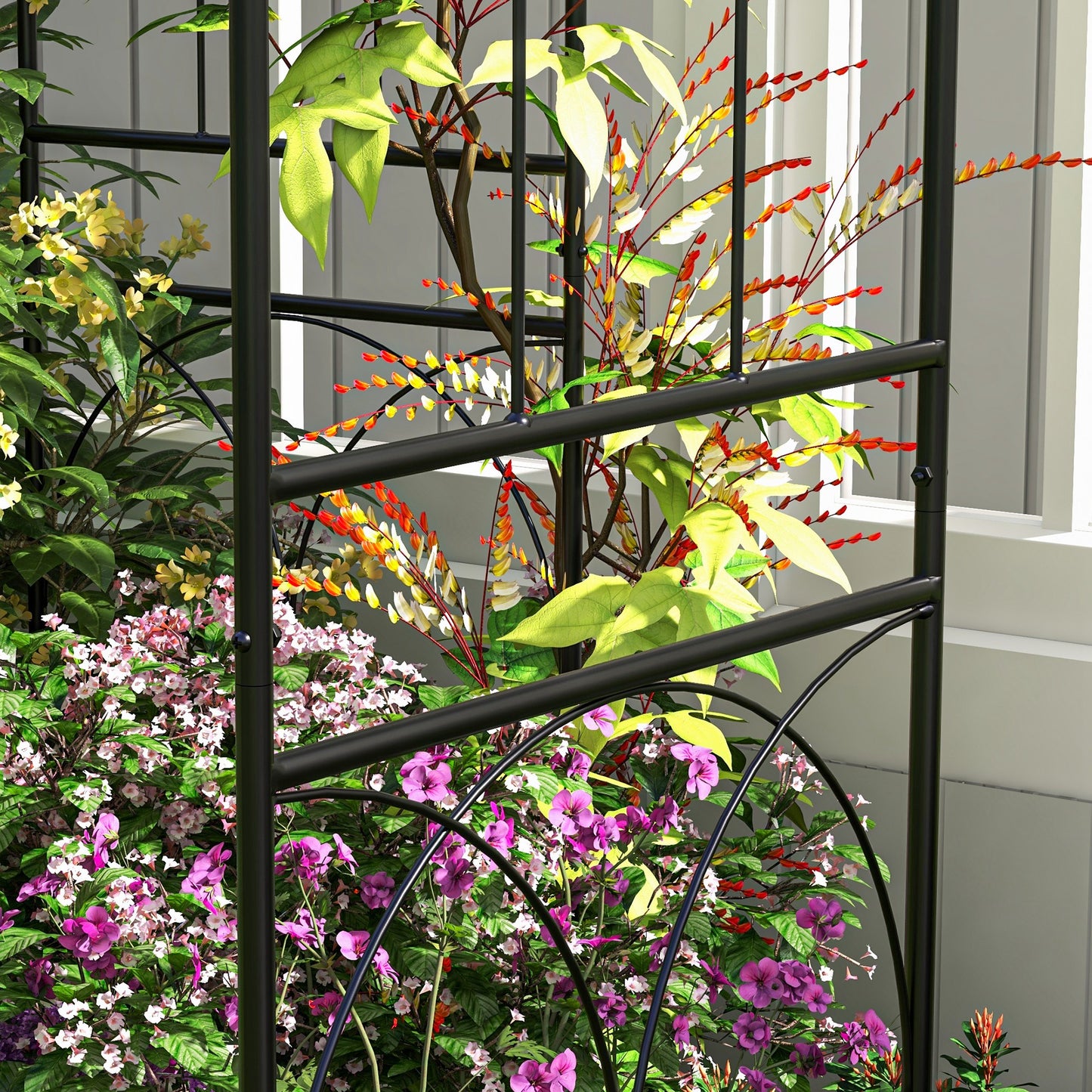 Birdcage Shape Arbour, Metal Garden Arbour Pergola Pavilion for Climbing Plants, Lights, French Style Arch Trellis