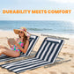 2 Pieces Beach Lounge Chair, Outdoor Folding Chaise Lounge Set w/ Pillow for Sunbath, Snap, Beige