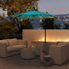 10ft Outdoor Cantilever Umbrella Banana Umbrella with Solar Lights and Adjustable Angle for Patio Backyard Turquoise