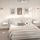 Set of 2 Wall Mounted Bedside Tables, Floating Nightstands with Drawer for Bedroom, White